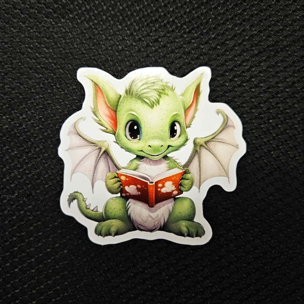 Book Dragon Vinyl Sticker. New. Water Resistant.